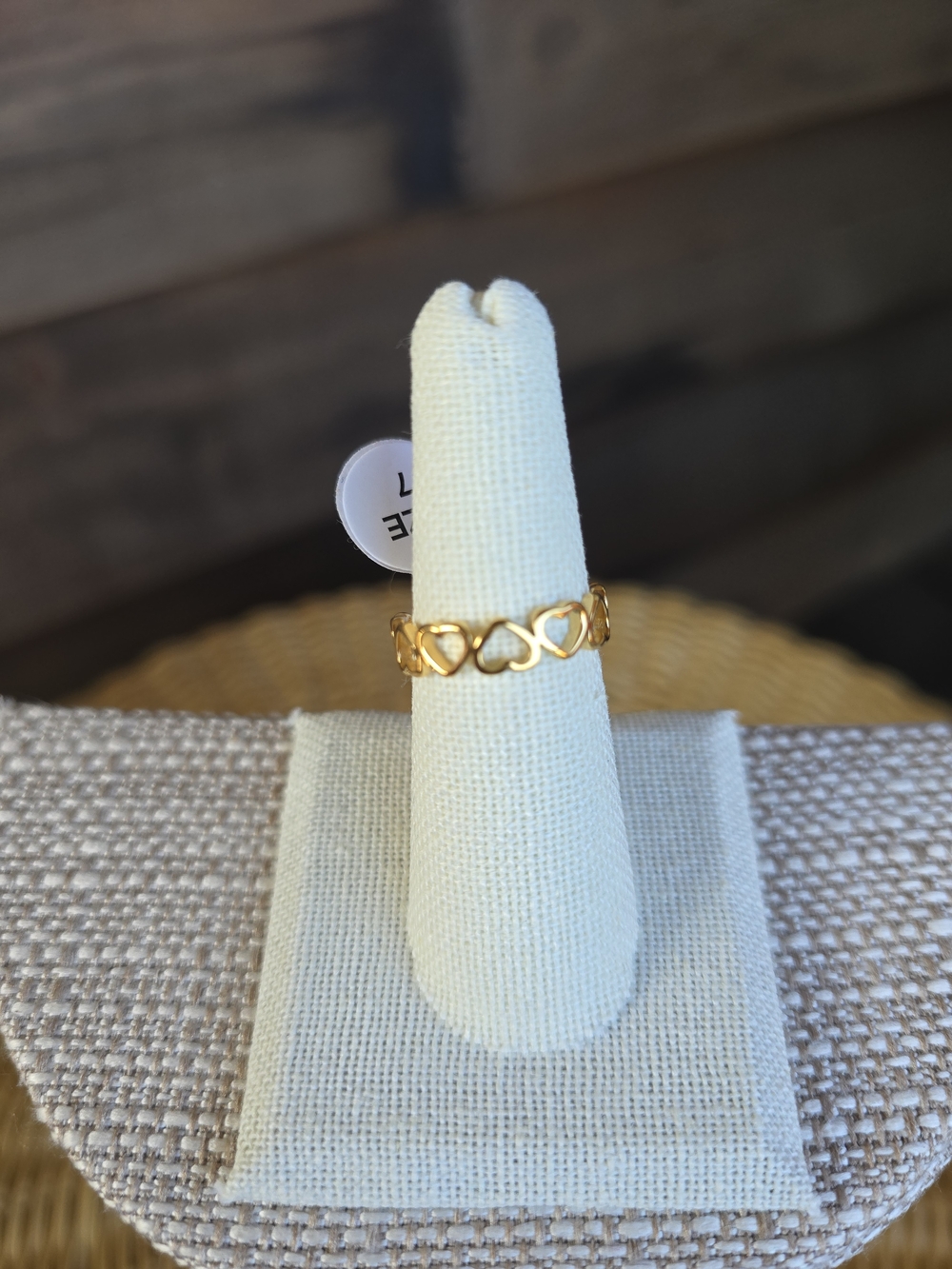 NWT 18K PVD Yellow Gold Heart Link Stackable Ring Sz 7
